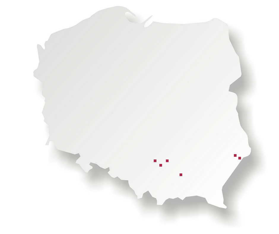 mapa stanowisk Orchis purpurea w Polsce